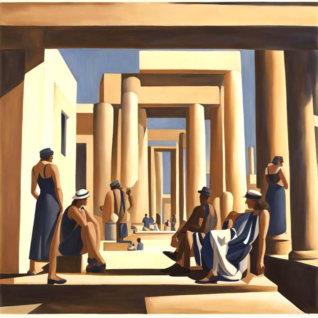 People of Luxor in Precisionist Style