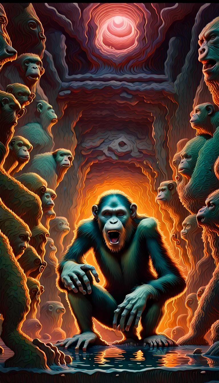 Lovecraftian Apes Celebrate Black Friday in Digital Art