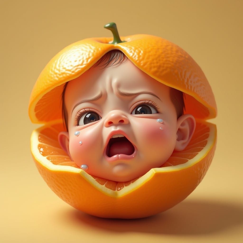 A Crying Baby Inside a Tangerine, Anime-Inspired