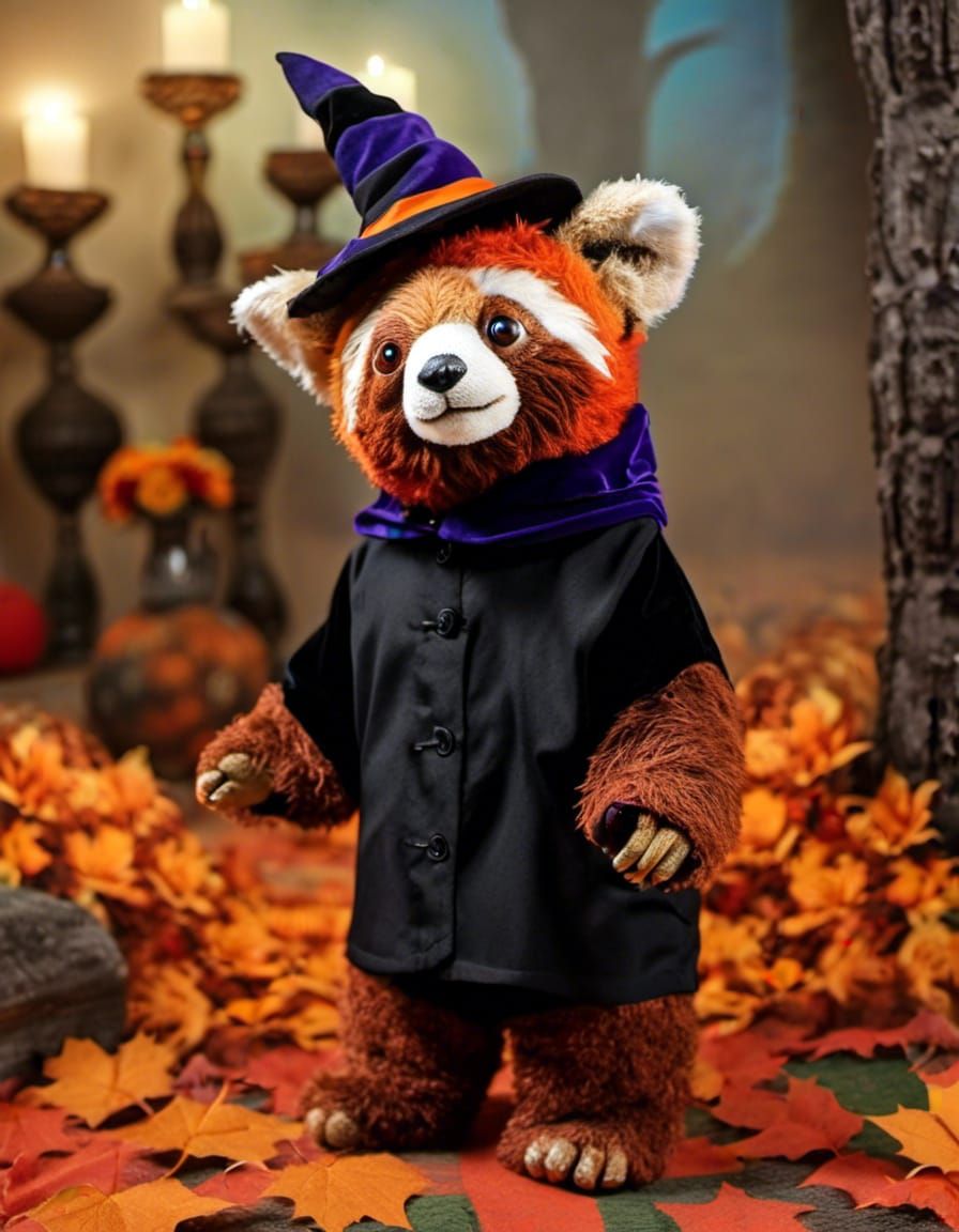 Halloween Witch Trick-or-Treating in Surreal Style