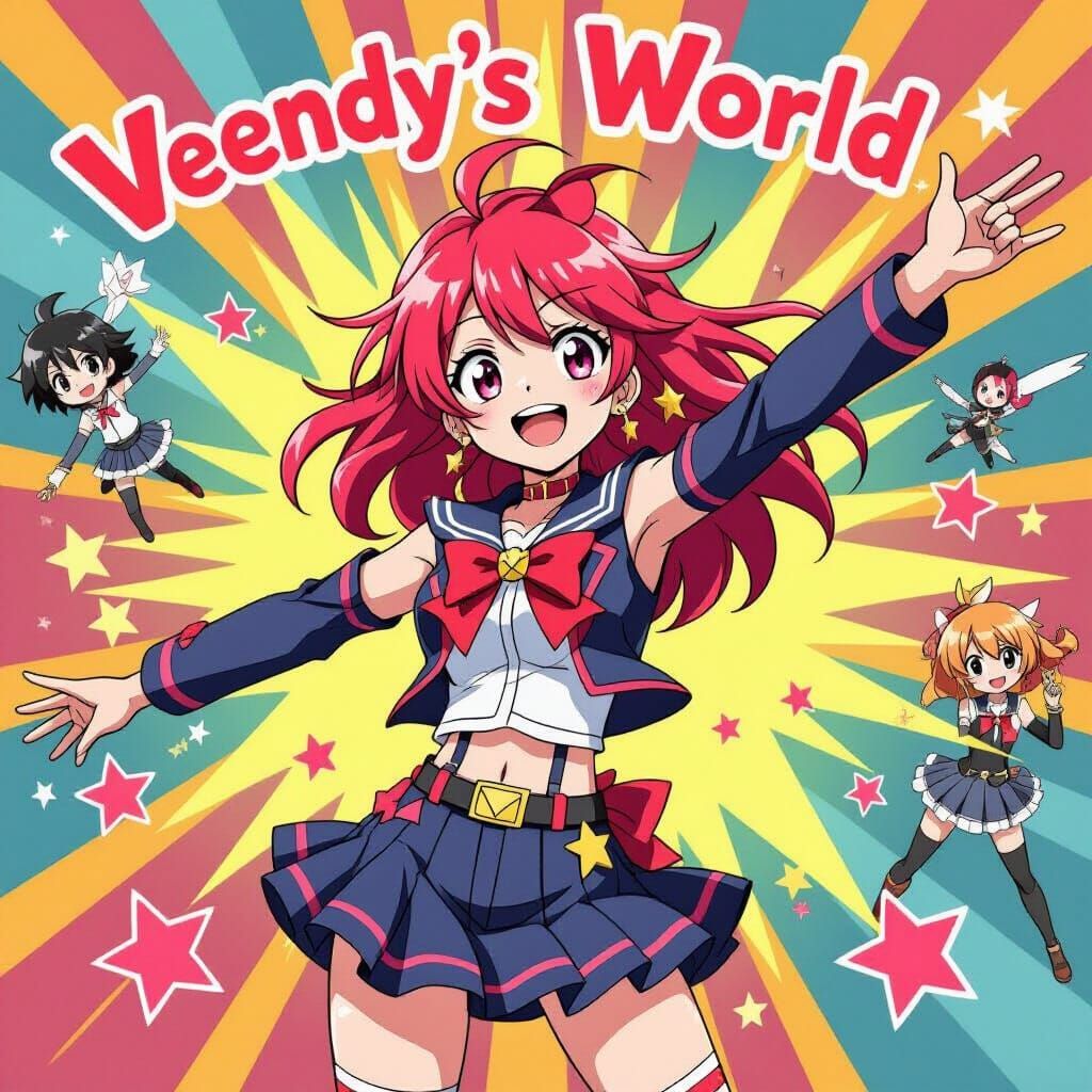 Vee in Vibrant Anime Style, Inspired by Studio Trigger