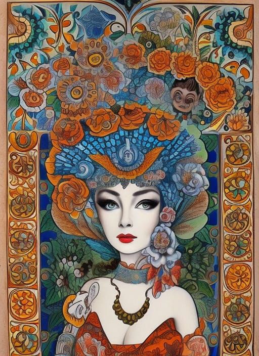 Grecian Goddess in Talavera Tile Design