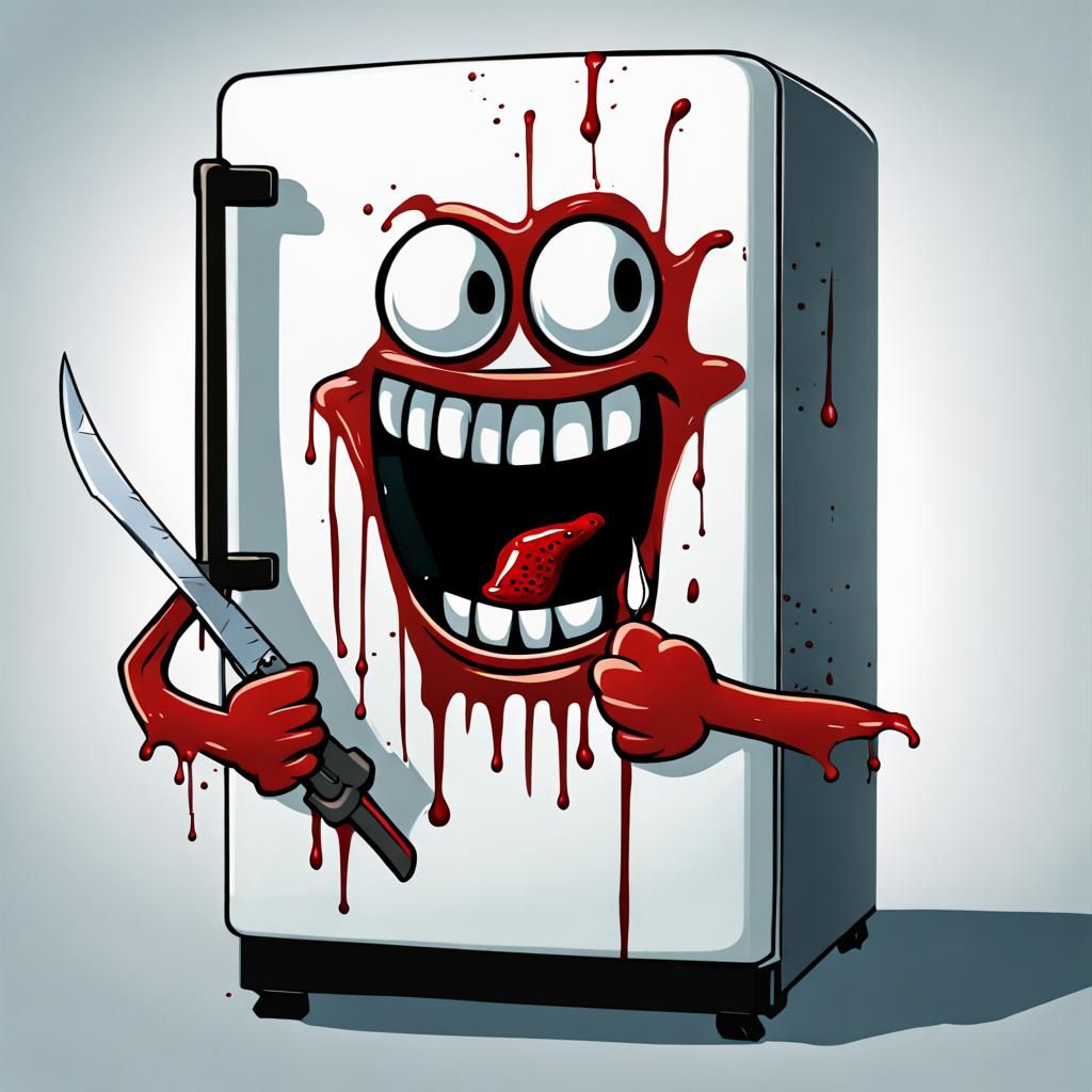 Evil Refrigerator with Knife: Animated Horror
