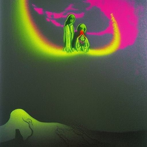 Ethereal Zombiecore Fluorescent Art in UV Style