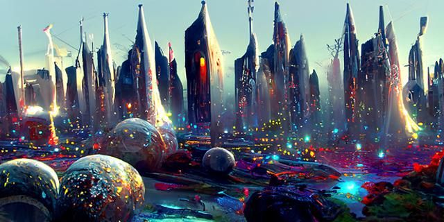 Futuristic Space City Under Meteor Shower