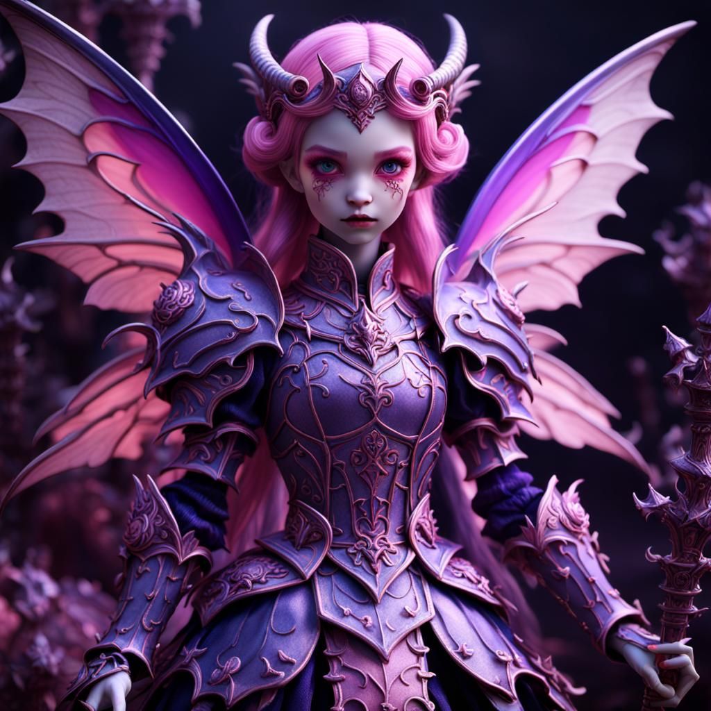 Demonic Porcelain Fairy Knight Doll: Fantasy Concept Art