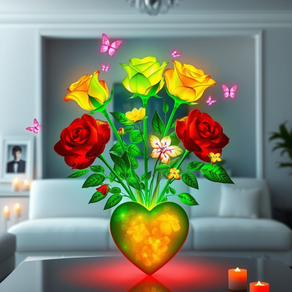 Glowing Fantasy Flowers in Enchanted Alcove