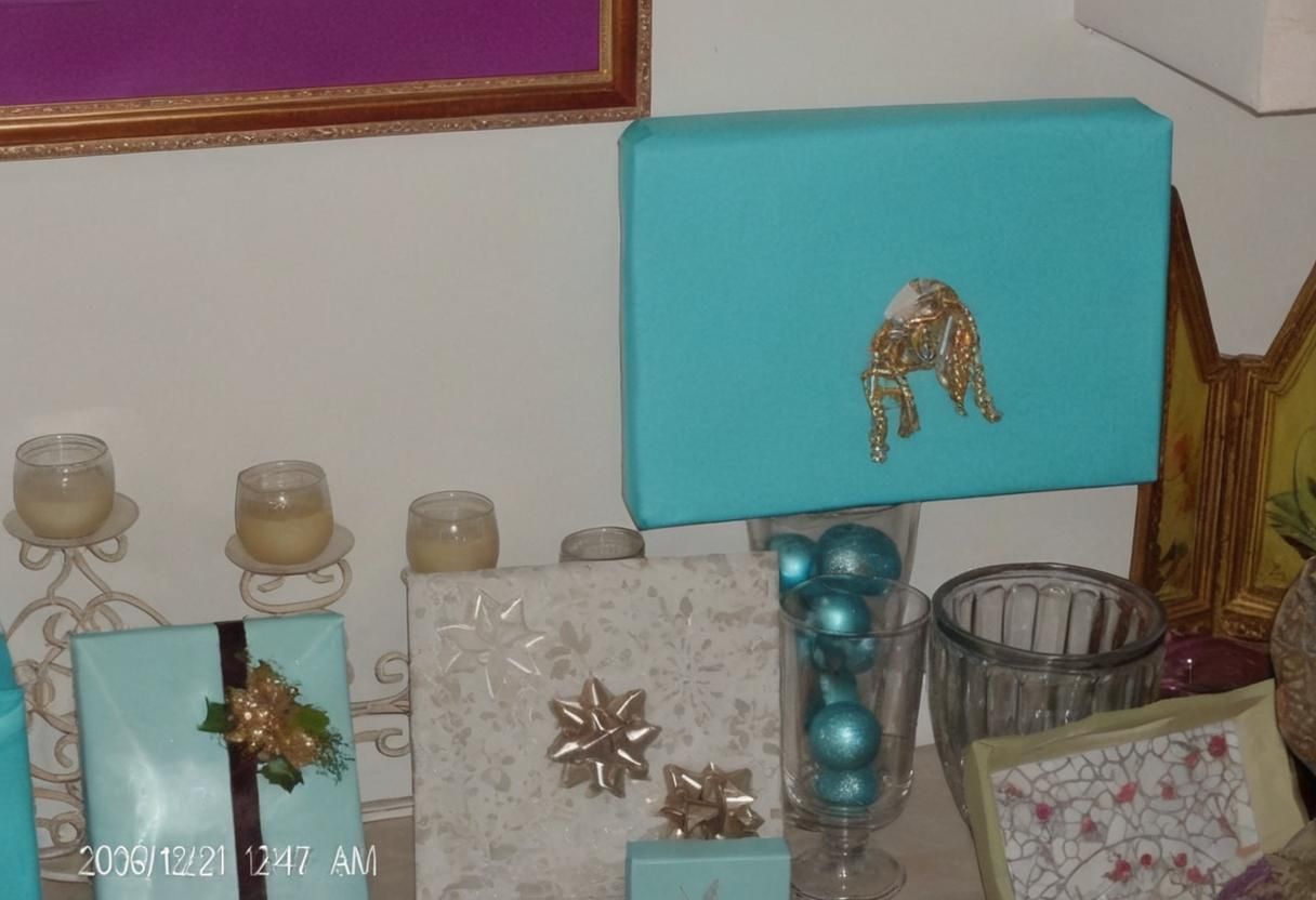 Turquoise Satin Gift Wrap and Magenta Frame
