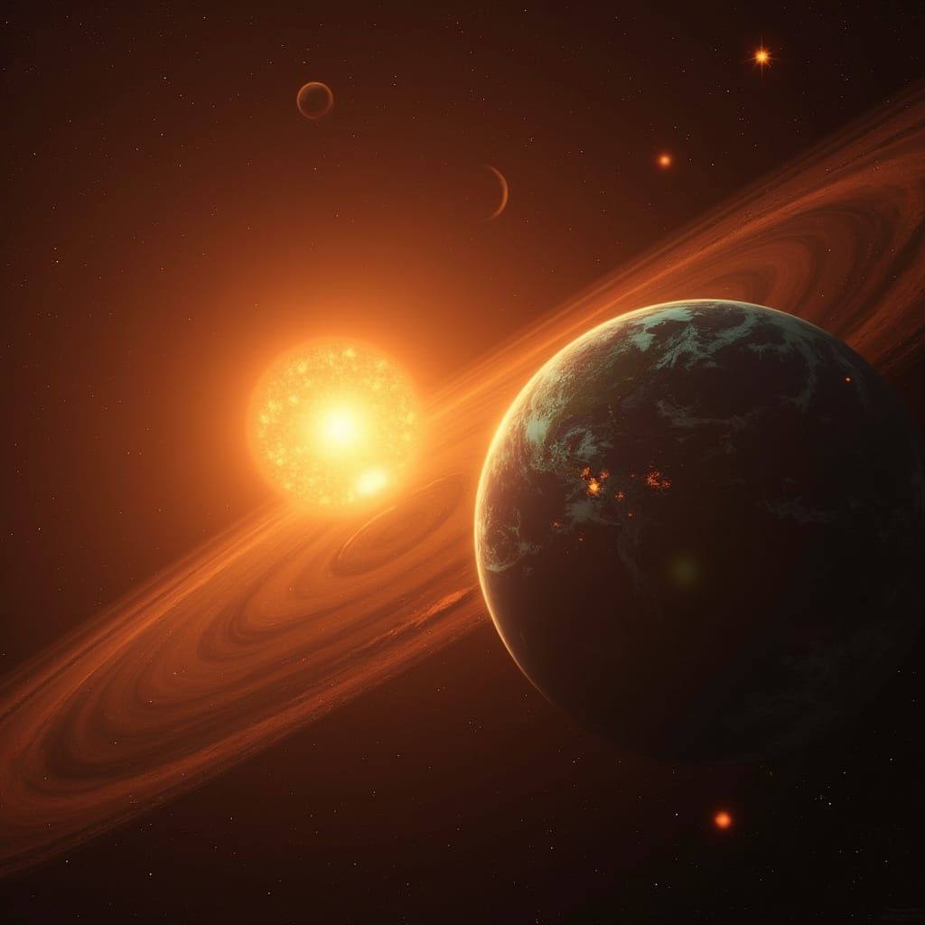 Celestial Beauty: Proxima b and Earth in Vibrant Contrast