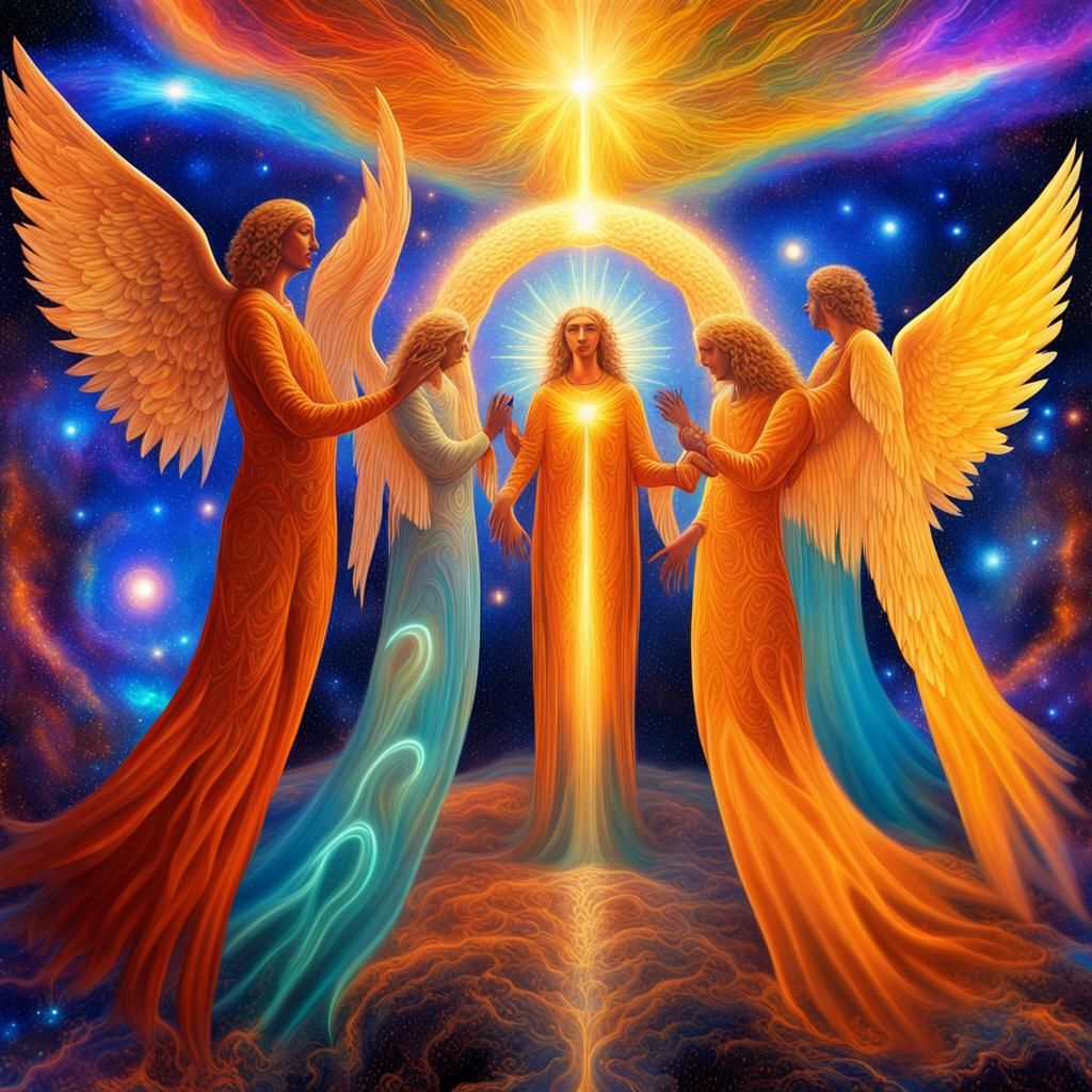 Angels of God: Holographic Astral Cosmic Illustration