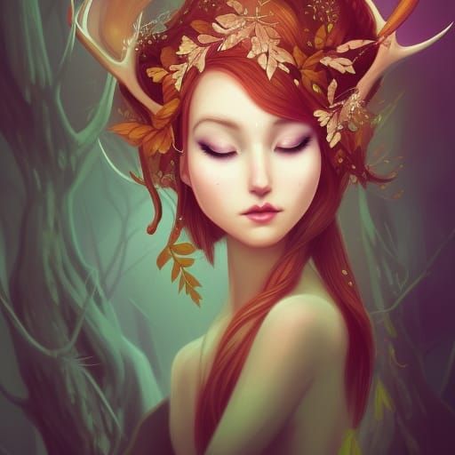 Intricate Deer Fairy Digital Painting in 8k