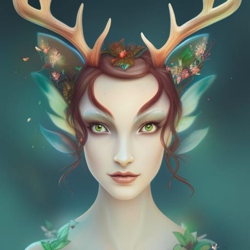 Ginger Deer Fairy: Detailed Digital Painting
