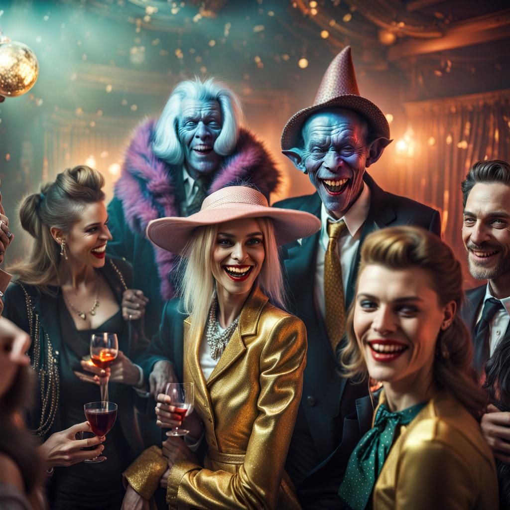 Extravagant Alien Party in Photorealistic Style