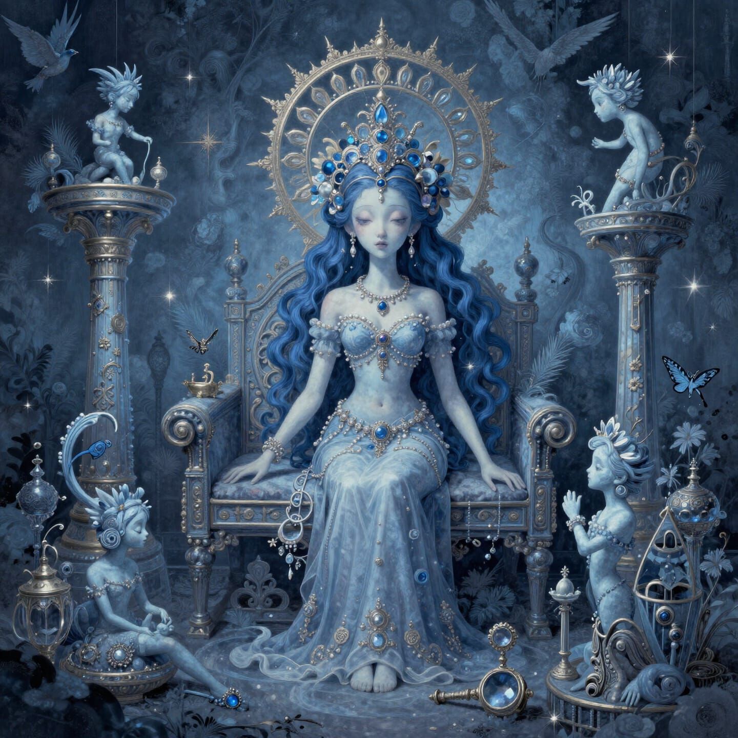 Surreal Blue Temple Masterpiece