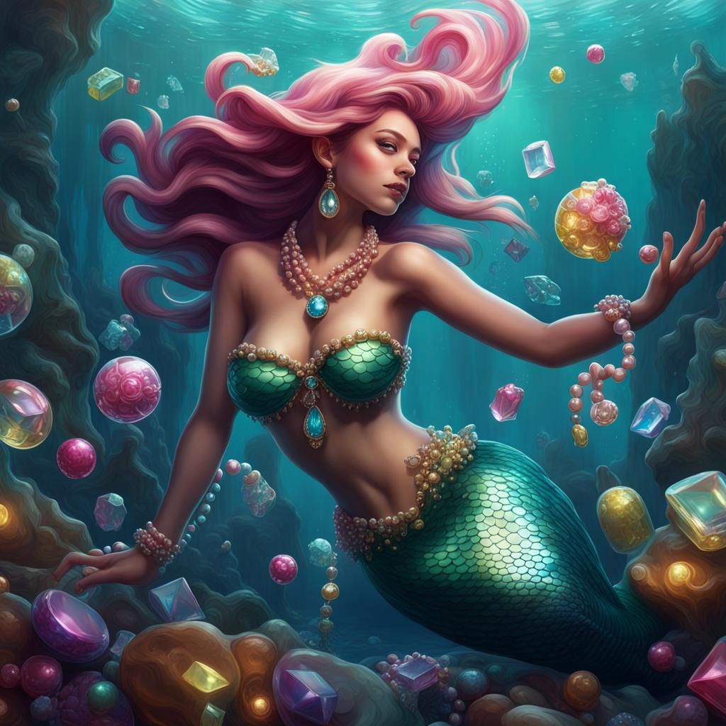 Mermaid in Candyland: Digital Illustration