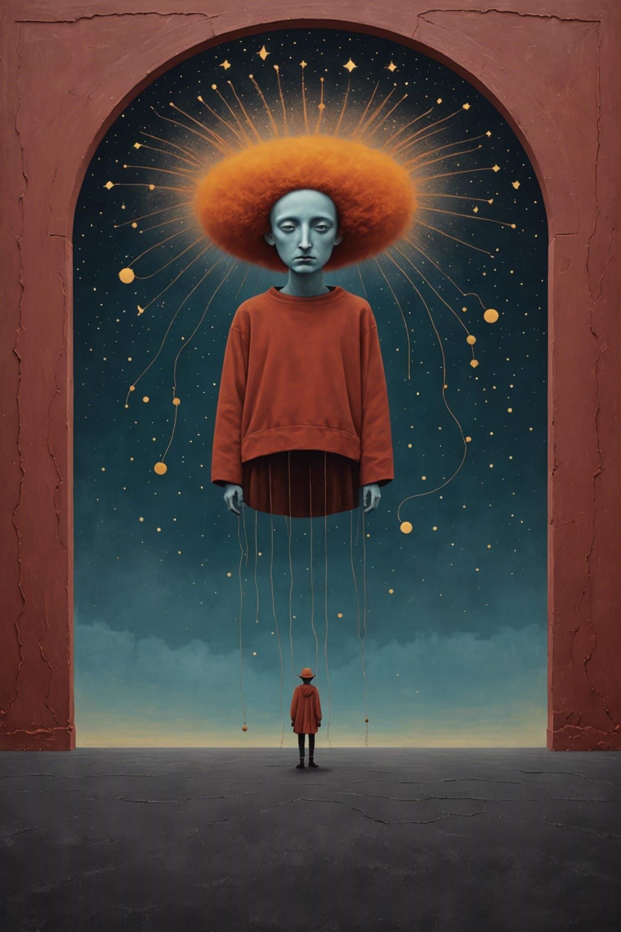 Fairy in Starry Sky: Surreal Digital Art