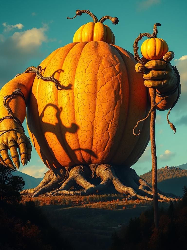 Enormous Gourd Giant Dominates Autumn Landscape