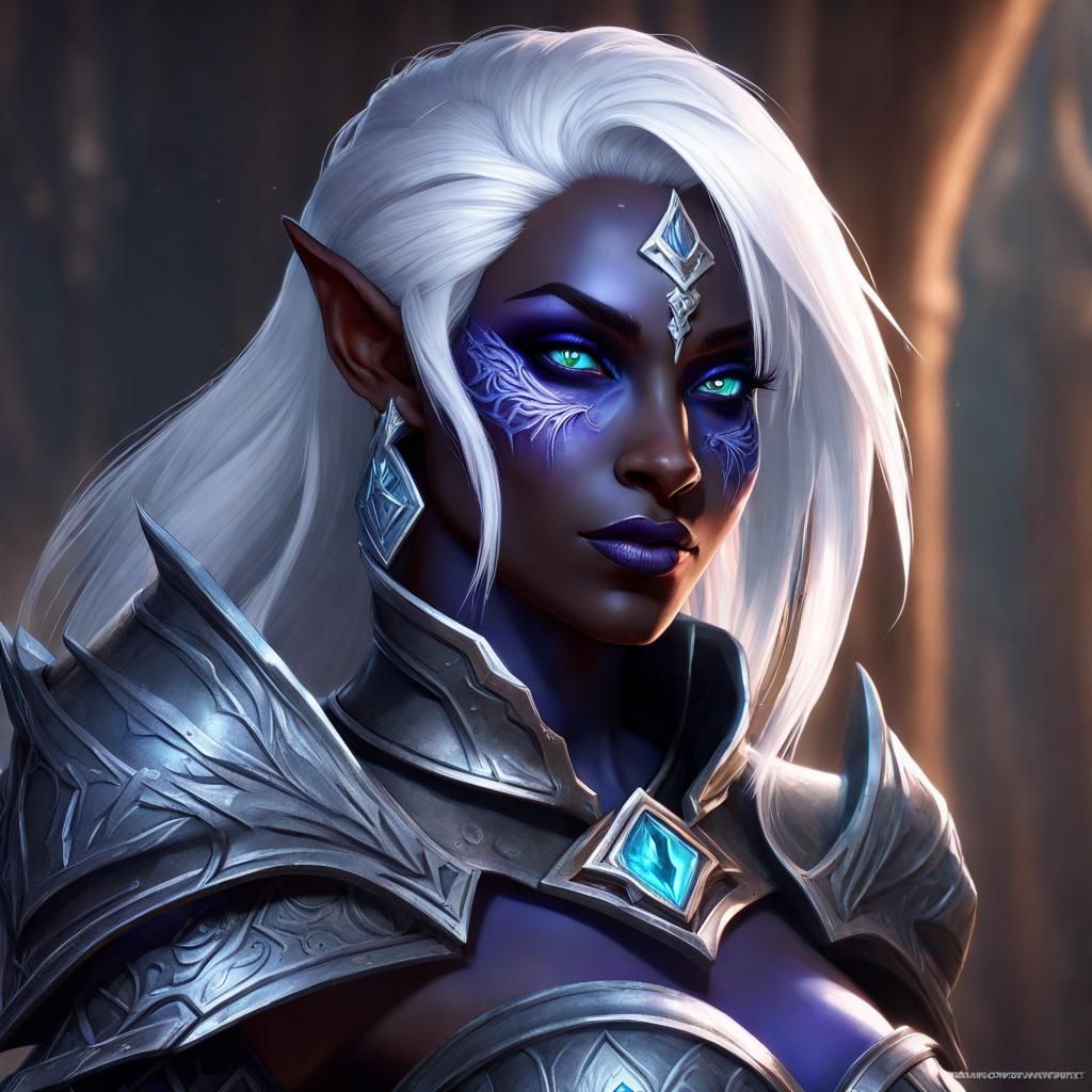 Epic Drow Female Knight in Anime Style