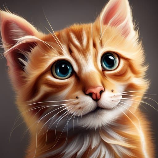Hyperdetailed Photorealistic Kitten Illustration