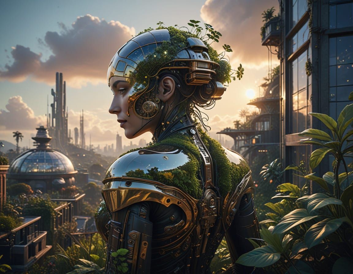 Vibrant Solarpunk Metropolis Unfolds in Whimsical Rooftop Ci...