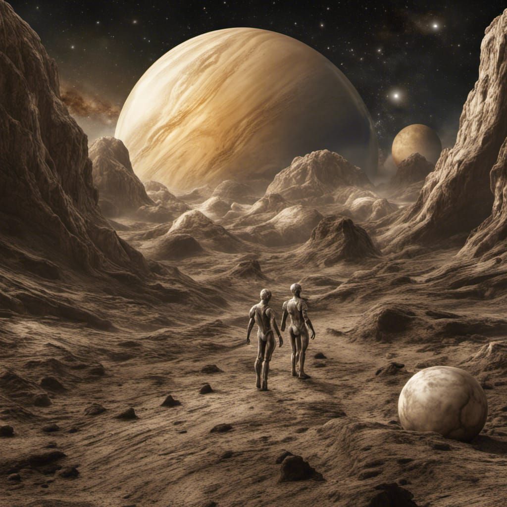 Venusian Inhabitants in a Hyperrealistic Outer Space Scene