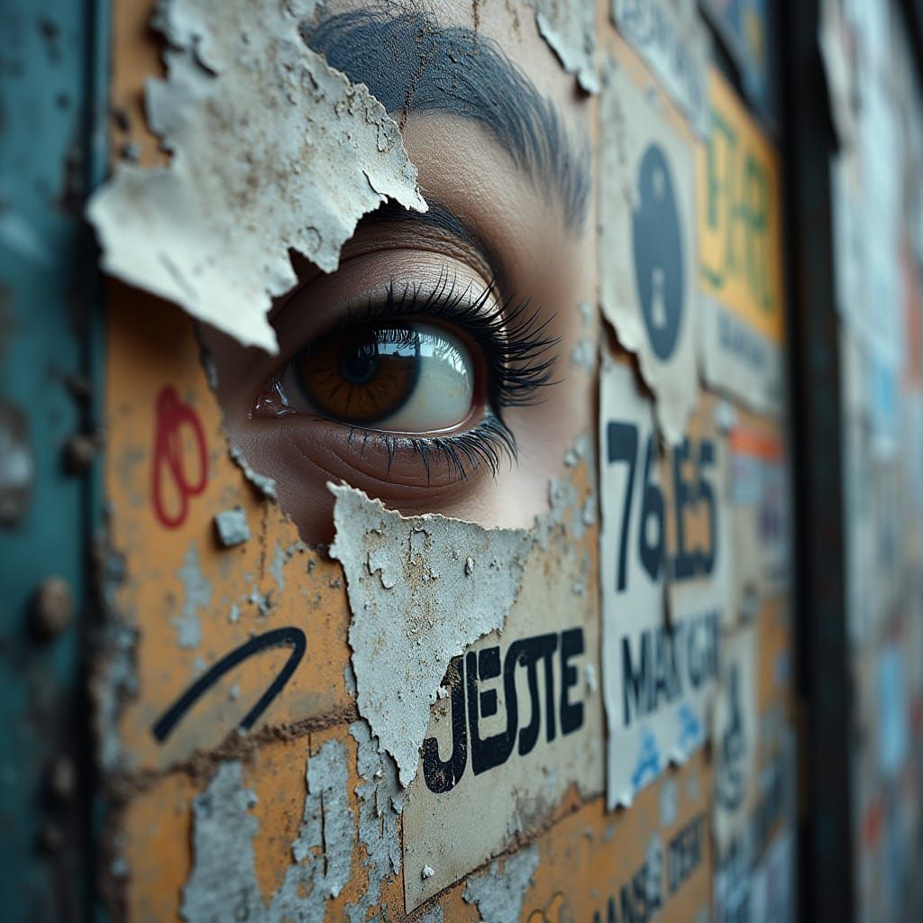 Gritty Urban Wall Art with Graffiti and Posters