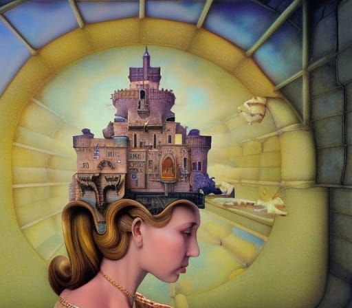 Surreal Woman Becomes a Memory Castle