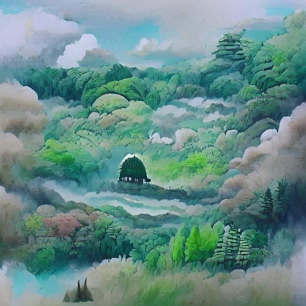 Ghibli-Inspired Forest Landscape