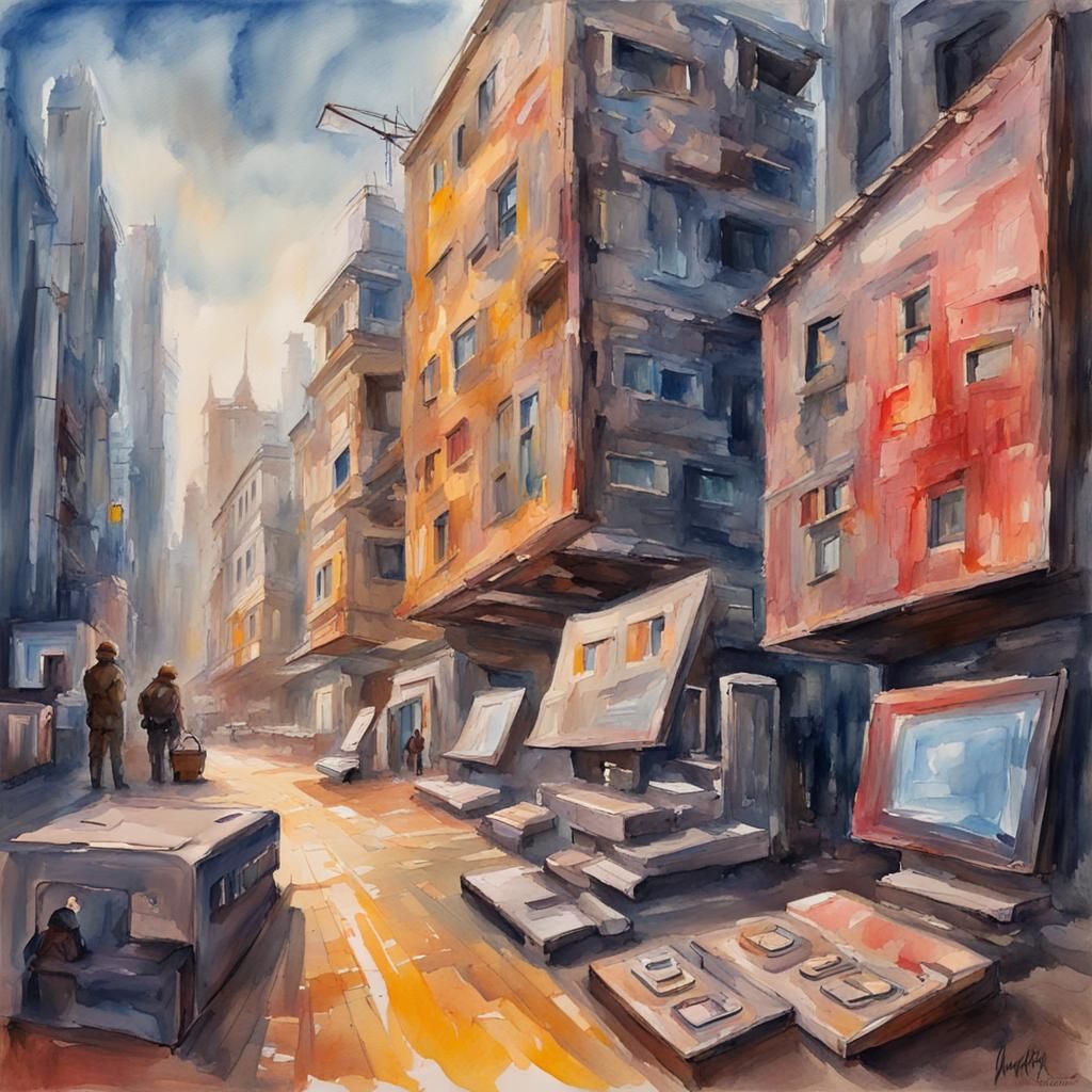 Cybersecurity in Gouache Watercolor Impressionist Style