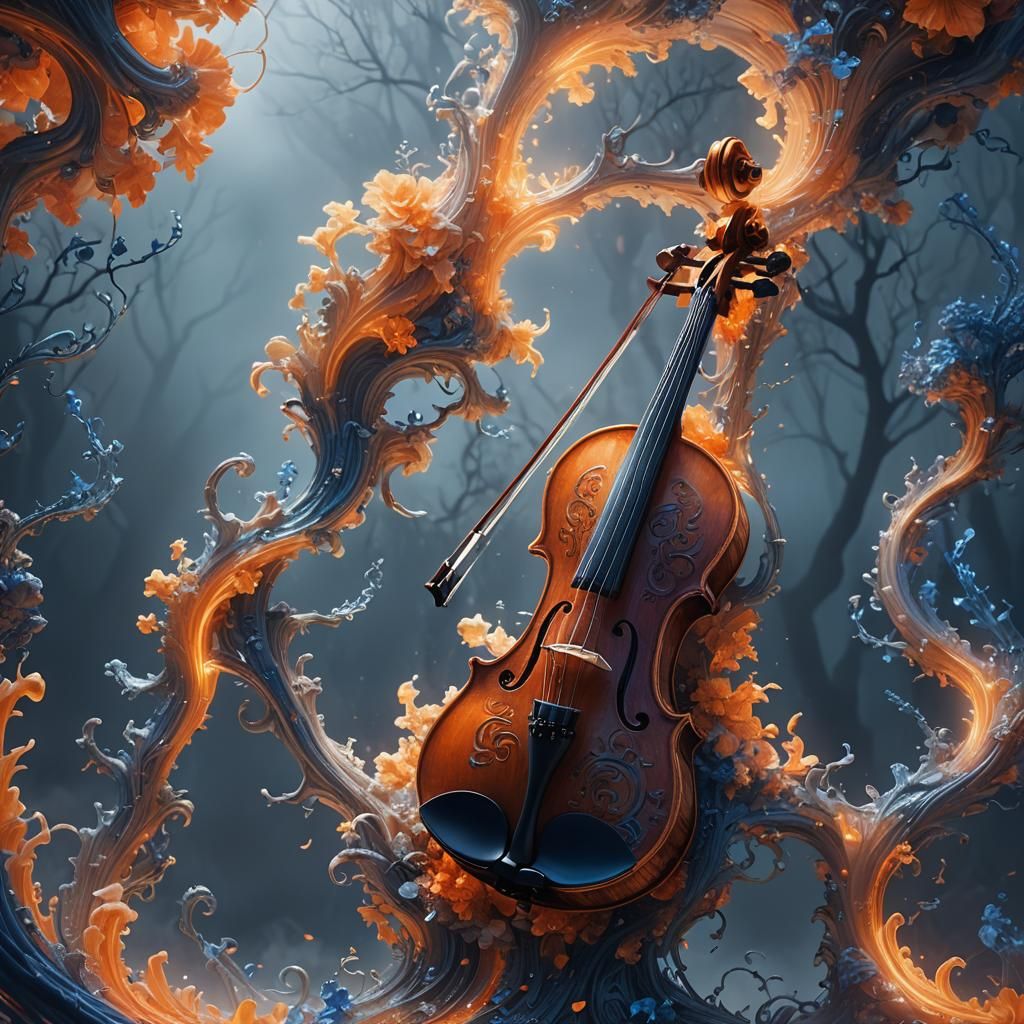 Glowing Violine in Ethereal Fantasy Concept Art
