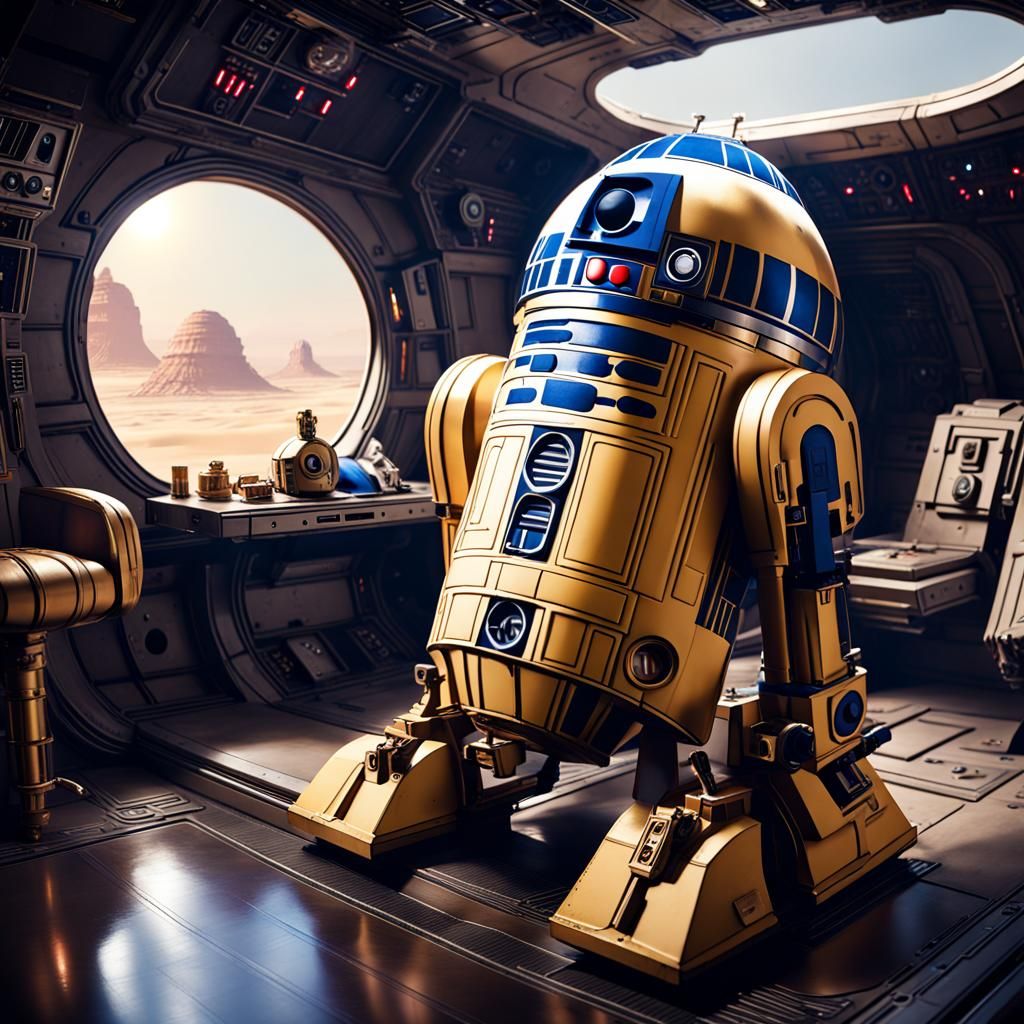 R2-D2 and C3-P0 Relaxing Onboard Millennium Falcon