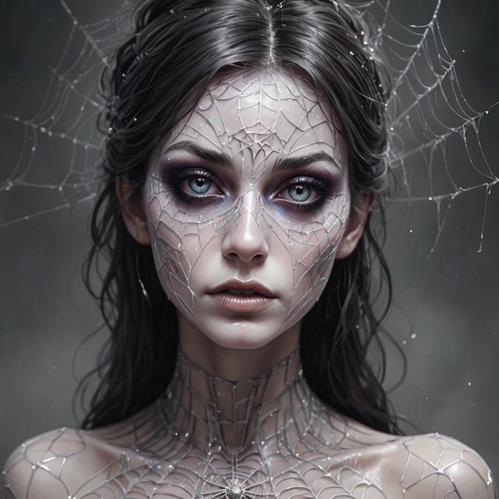 Spiderweb Fantasy Woman with Sparkling Details