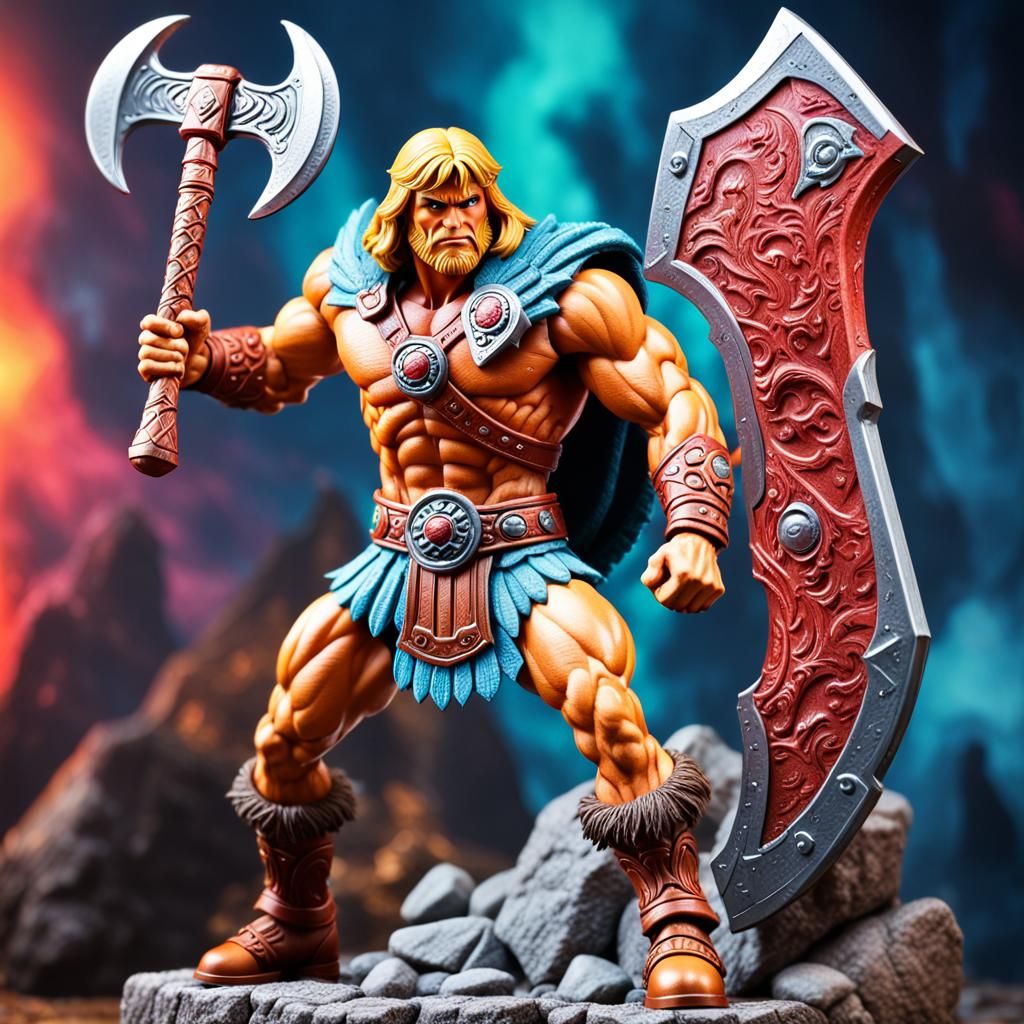 He-Man Action Figure in Box: Hyperrealistic 4K