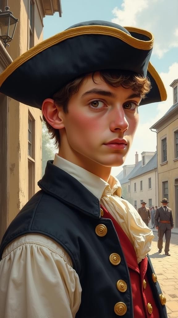 Young Man in Revolutionary War Era Attire