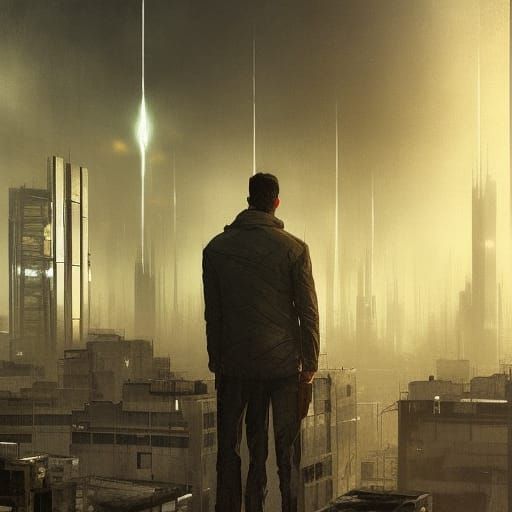 Decaying Technoir City Mirrored in Virtual World