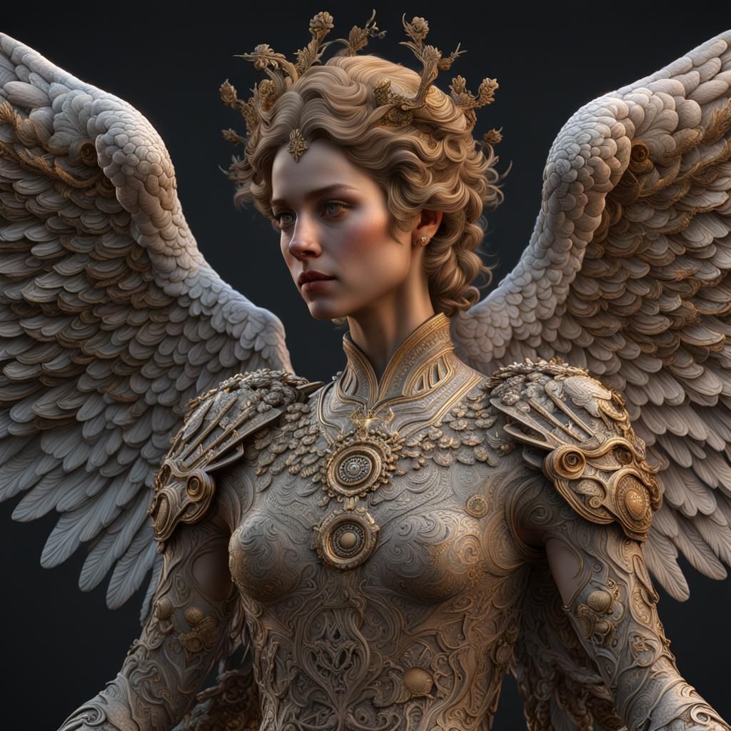Detailed Angel with Multiple Wings and Eyes