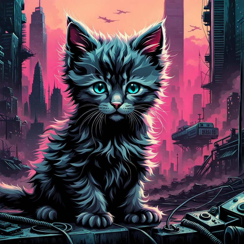 Cyberpunk Kitten Album Cover Art