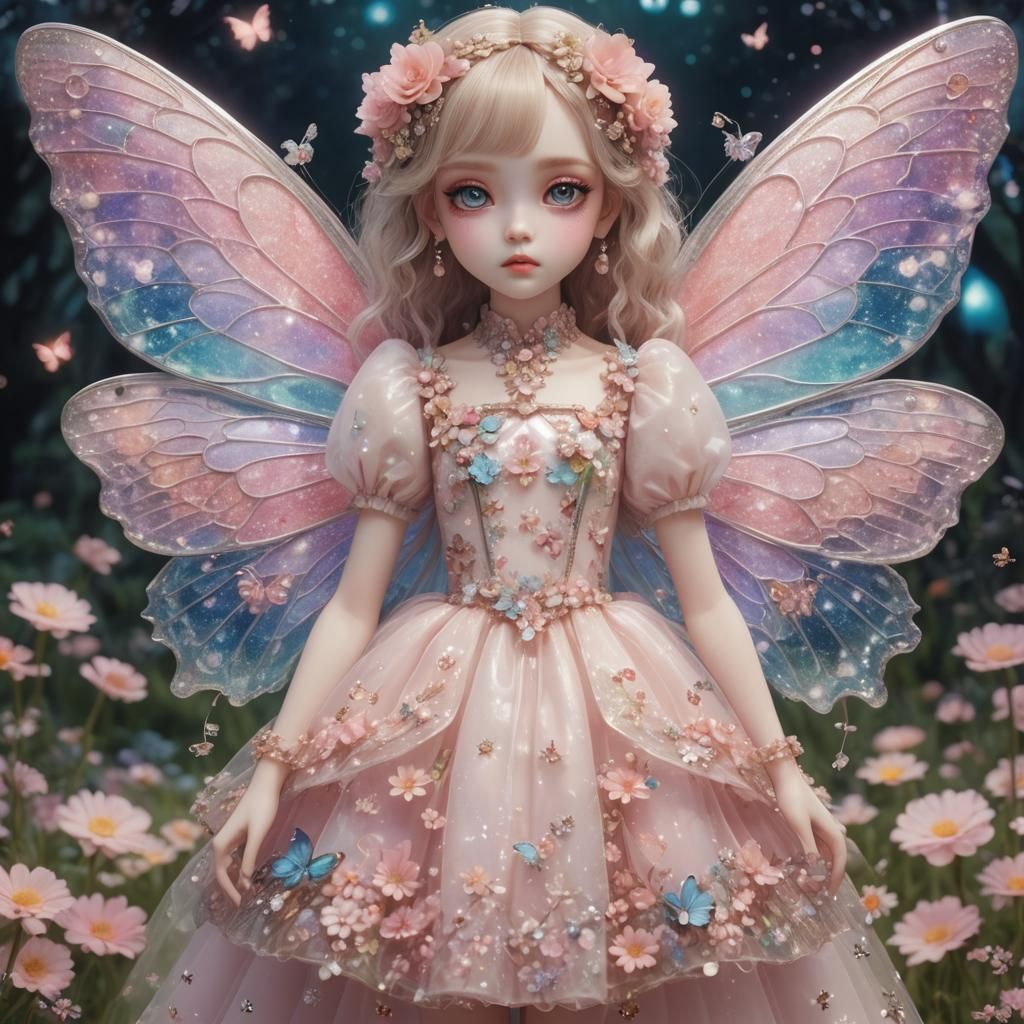 Kawaii Doll in Intricate Glass Dress