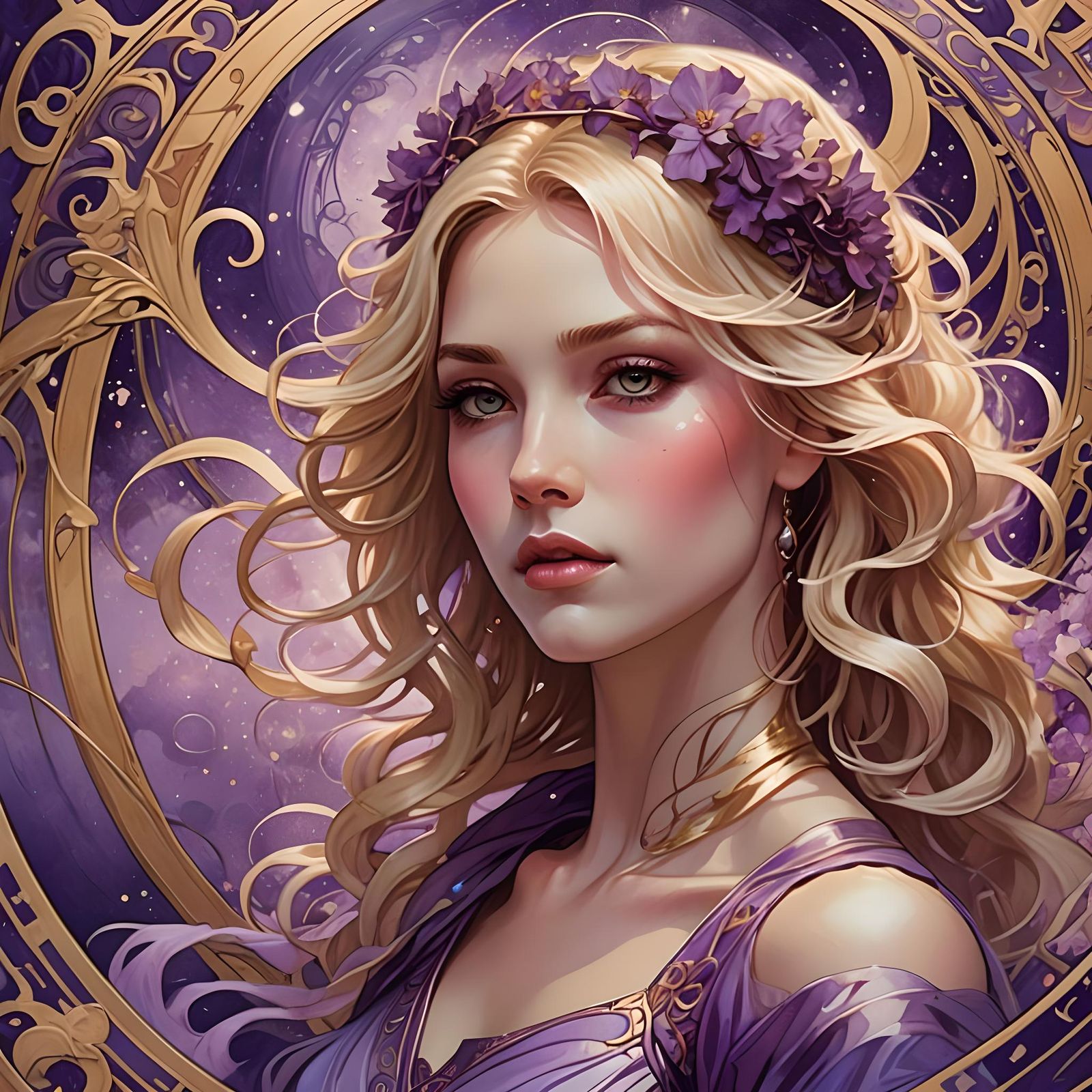 Blonde Woman Portrait in Art Nouveau Style