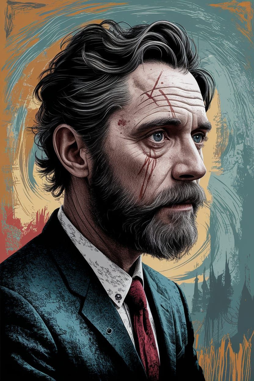 Surreal Portrait in Mixed Media Style