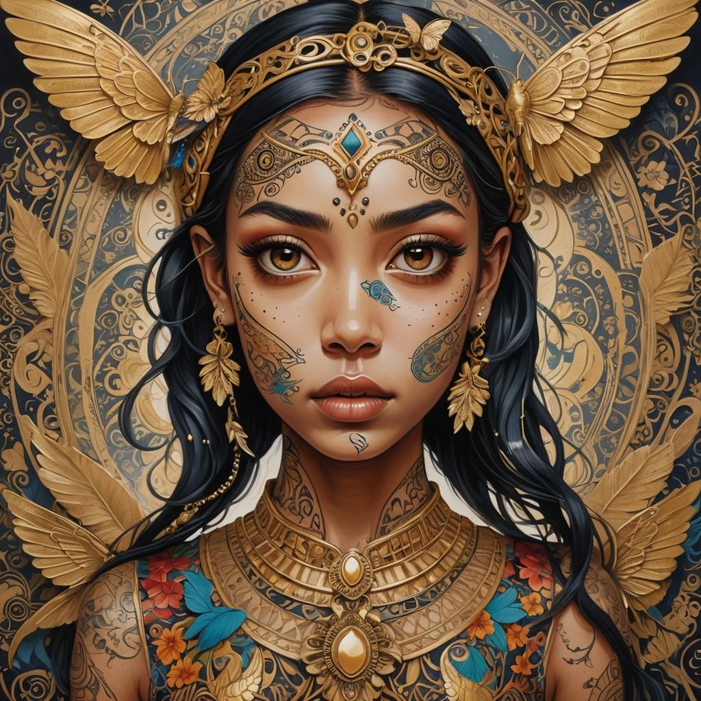 Vibrant Conceptual Art of Girl with Expressive Eyes