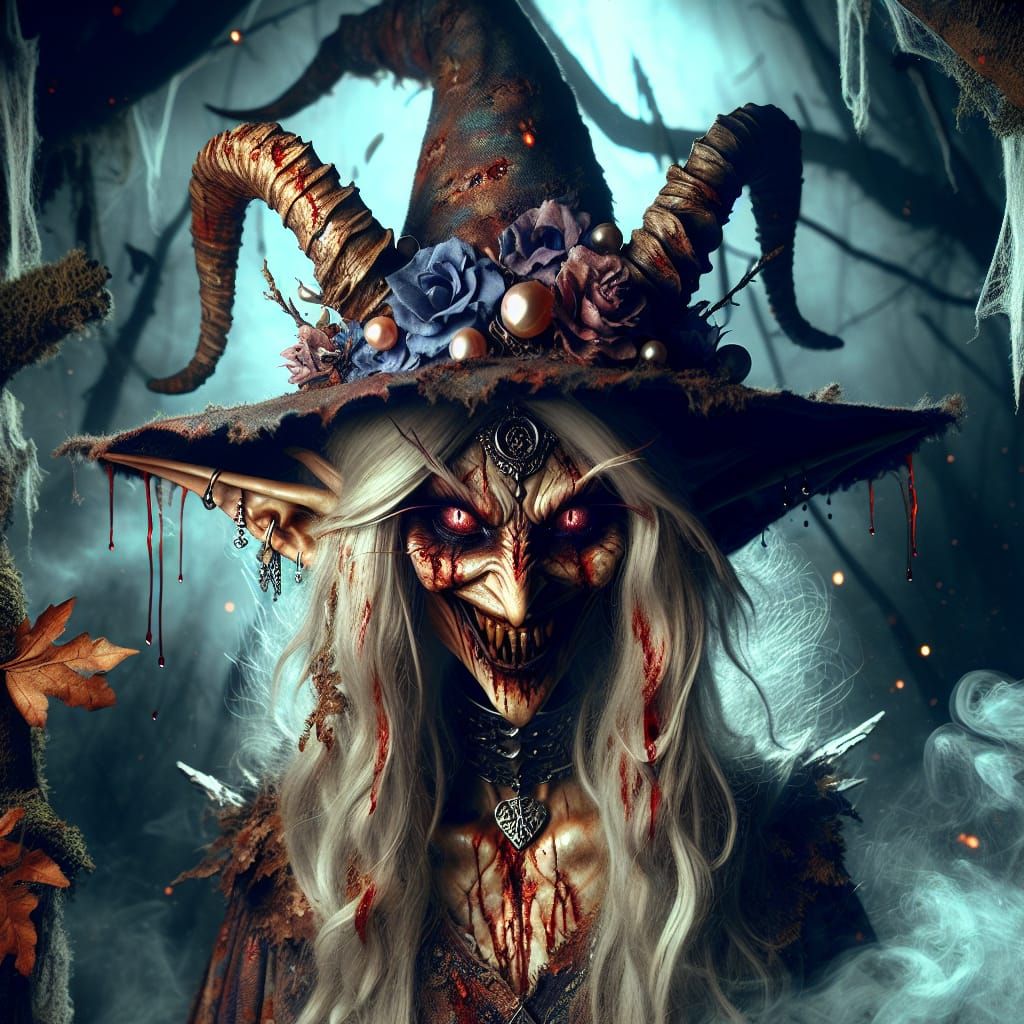 Malicious Elven Druid in Eerie Forest