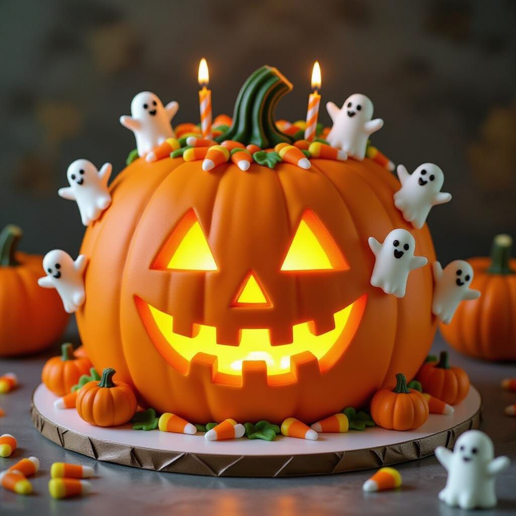 Haunted Pumpkin Patch Cake With Glowing Center