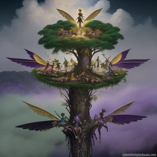 Afro-God Fairies in Royal Colors, Ethereal Fantasy