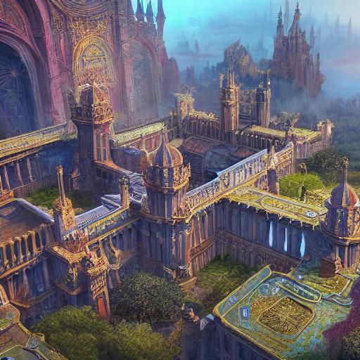 Fantastical Palace: Detailed Matte Painting in 8K