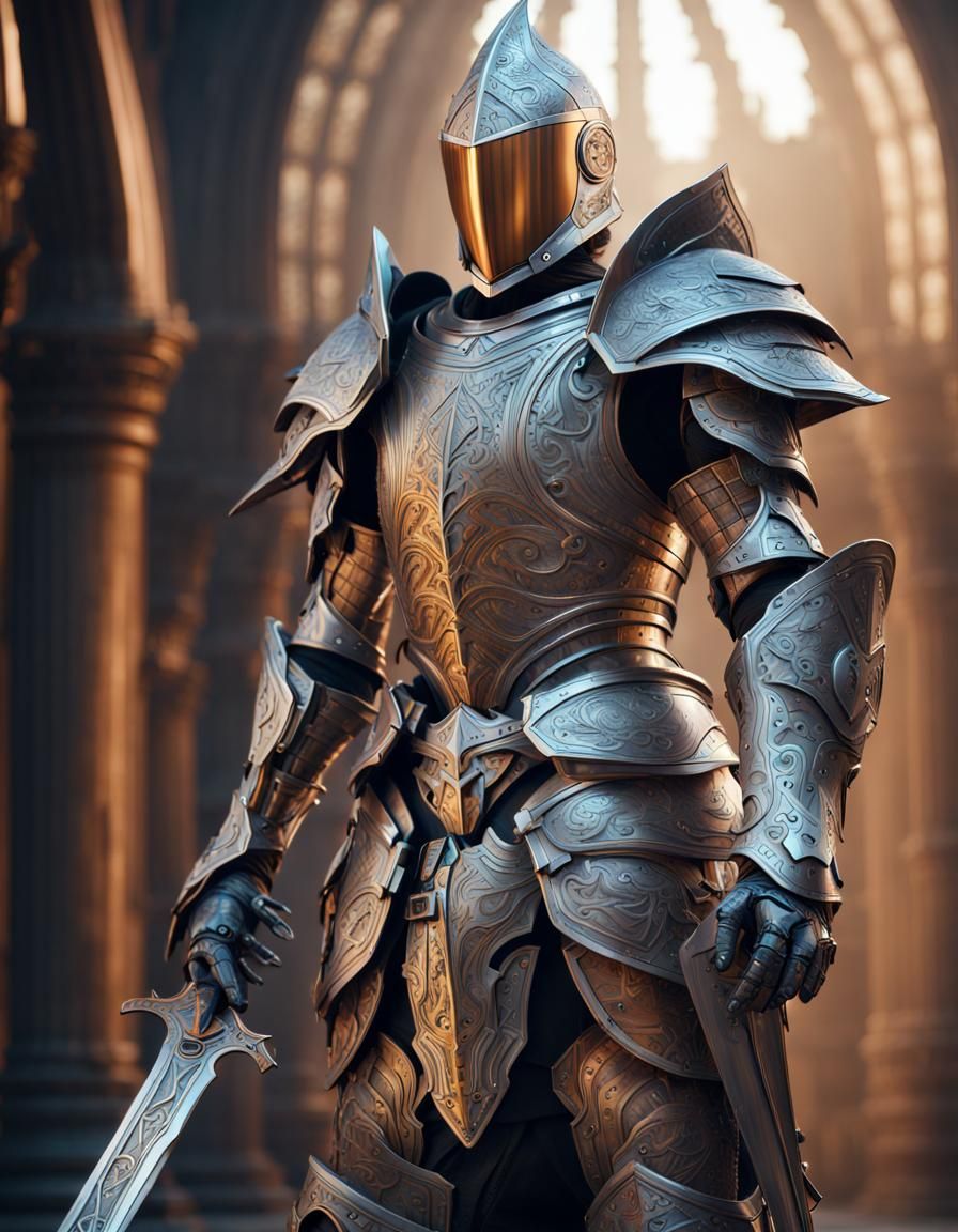 Futuristic Knight engraved armor. Full Body. Sword.
intricate details, HDR, beautifully shot, hyperrealistic, sharp fo...