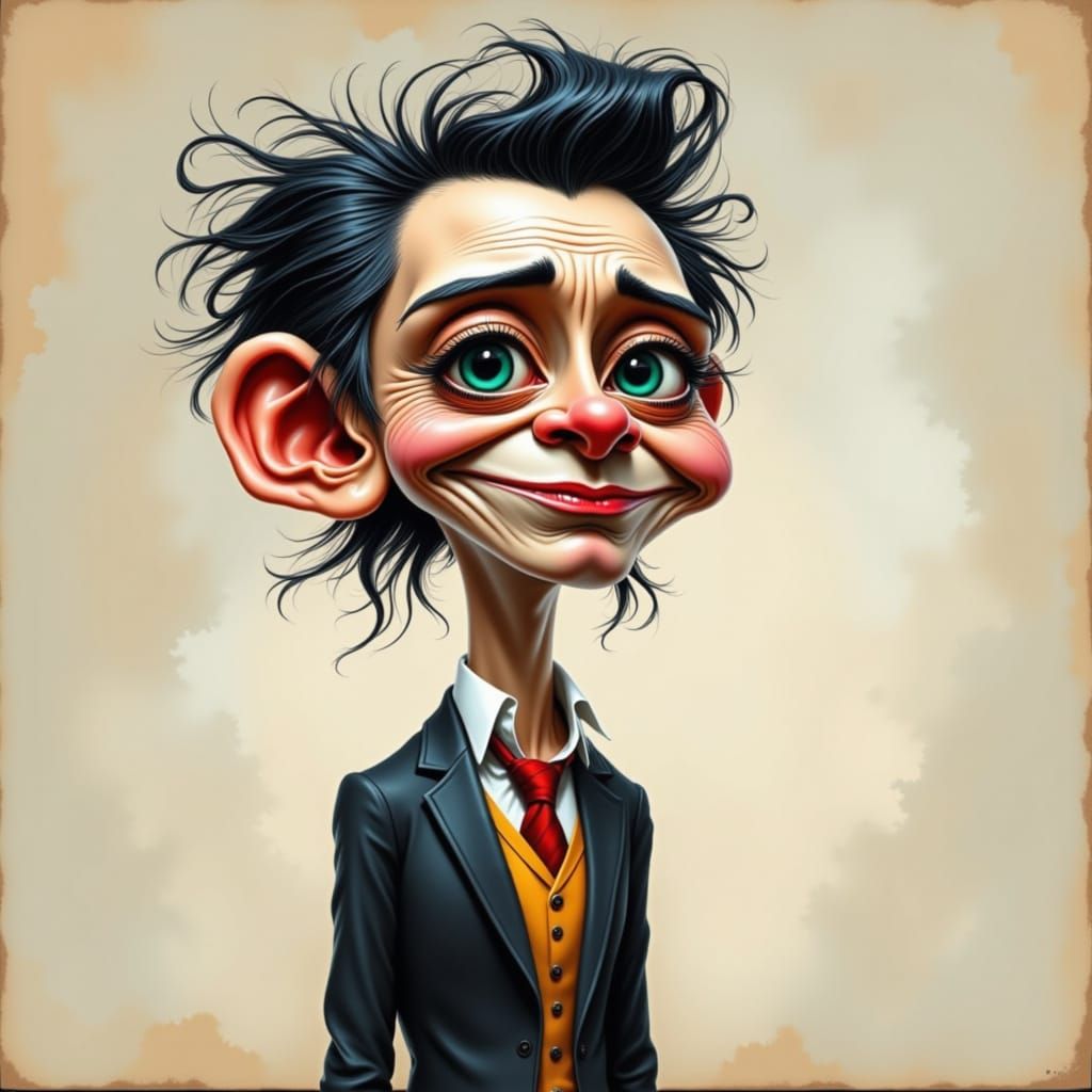 Whimsical Fashion Model Caricature in Crazy Style