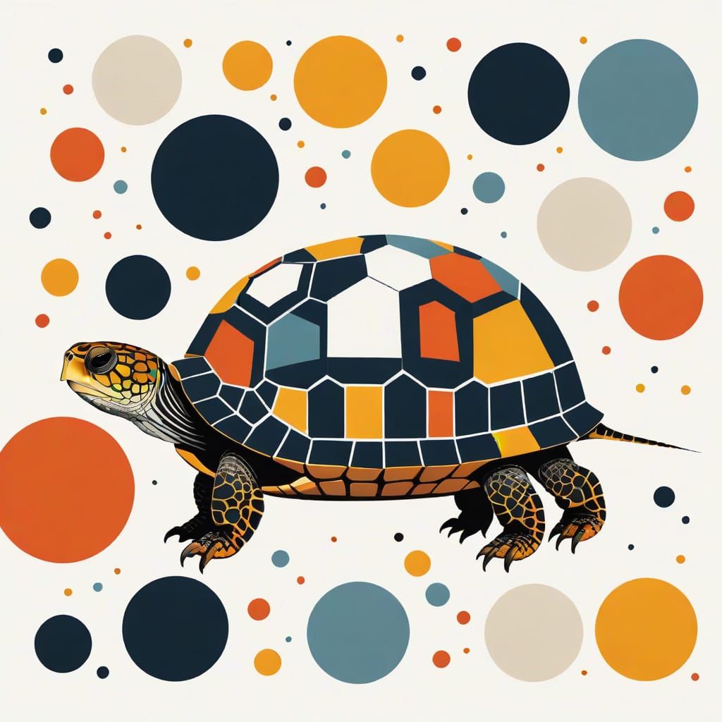 Surreal Geometric Turtle Portrait in Kandinsky Style