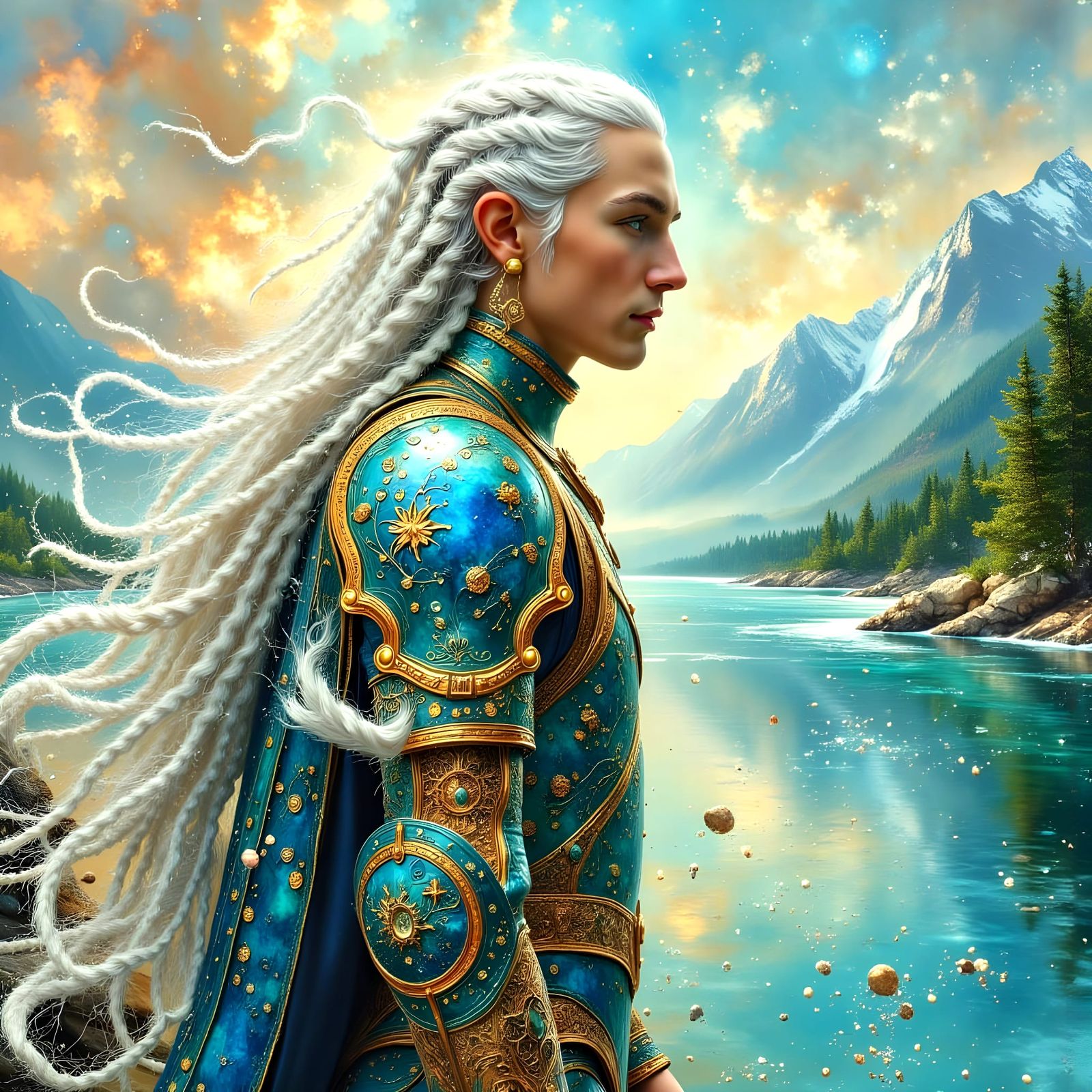 Ethereal Elven Warrior in Regal Attire