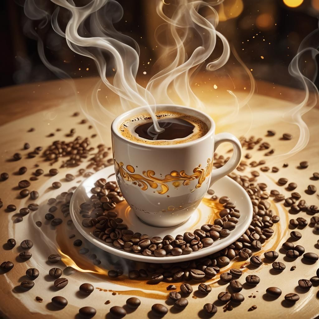 Dreamlike Coffee Cup in Fantasy Art Style